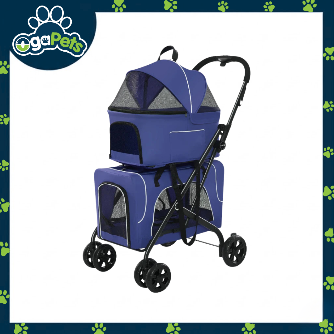 Ogapets Pet Carrier Stroller - Oxford Fabric with Drop Plastic Mesh & Steel TubeMax Load 15kg