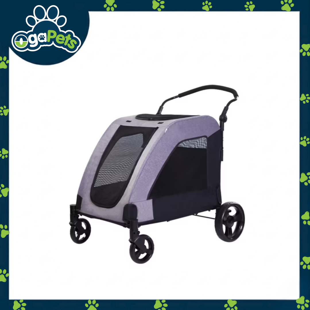 Ogapets Pet Carrier Stroller - Linen Fabric Steel Tube, Soft Net 60kg Max Loading, 7 Front & 12 Rear Wheels