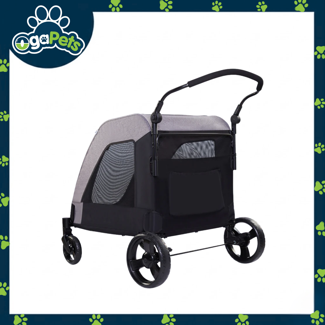 Ogapets Pet Carrier Stroller - Linen Fabric Steel Tube, Soft Net 60kg Max Loading, 7 Front & 12 Rear Wheels