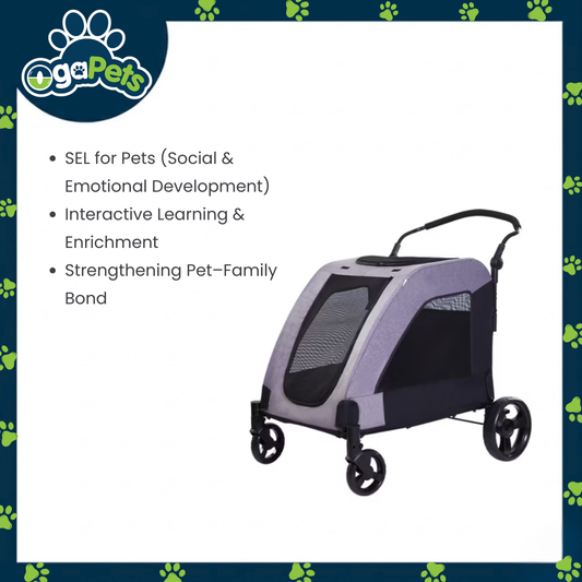 Ogapets Pet Carrier Stroller - Linen Fabric Steel Tube, Soft Net 60kg Max Loading, 7 Front & 12 Rear Wheels