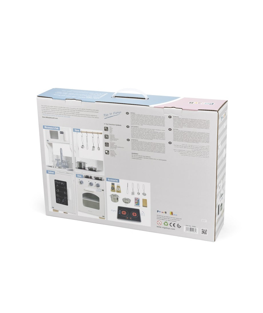 PolarB Little Chef's Kitchen with Light and Sound - Classic White