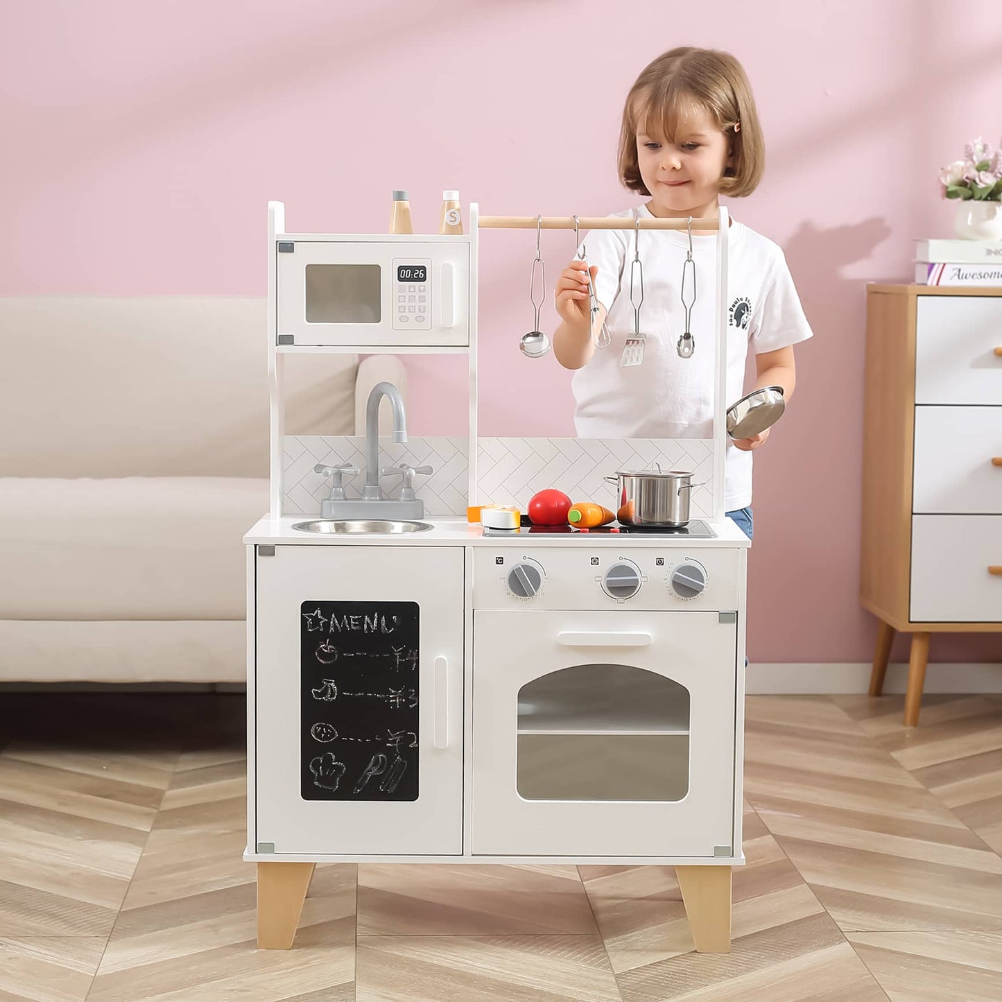 PolarB Little Chef's Kitchen with Light and Sound - Classic White