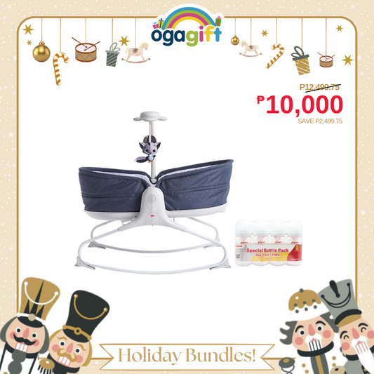Pigeon OgaGift Bundle 4pcs Wide Neck Bottles 240ml + Tiny Love Rocker: Perfect for Gifting Babies