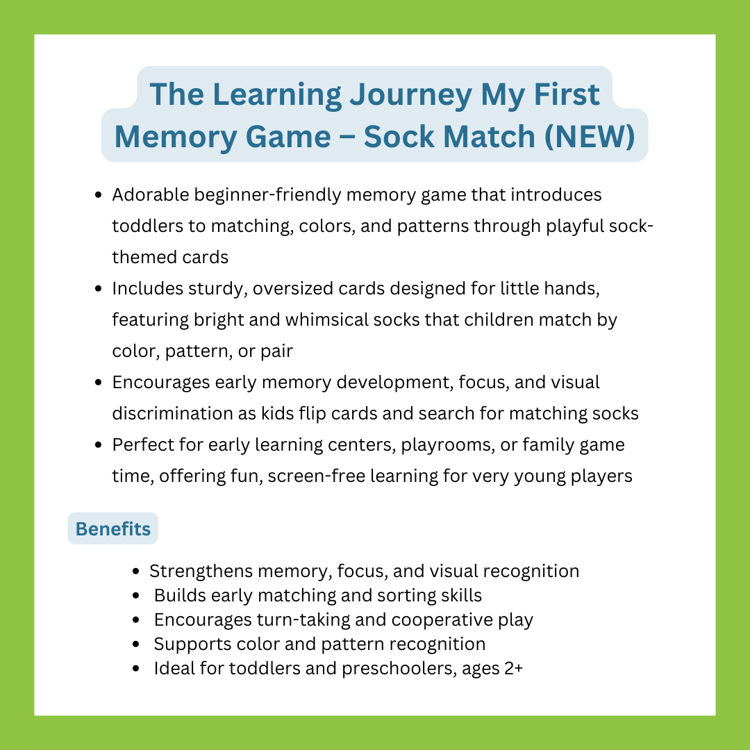 The Learning Journey My First Memory Game - Sock Match (NEW)