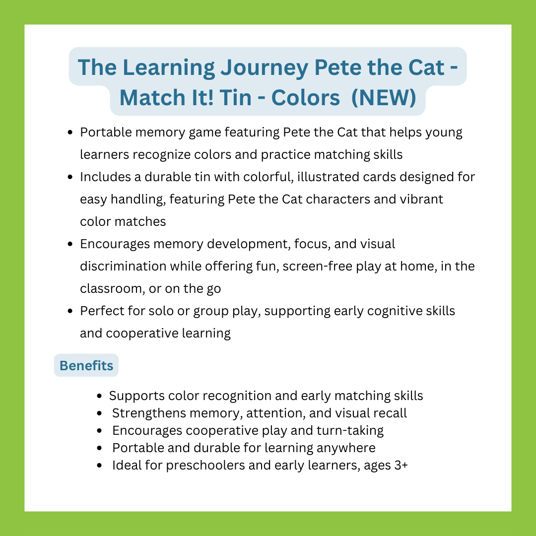 The Learning Journey Pete the Cat - Match It! Tin - Colors  (NEW)