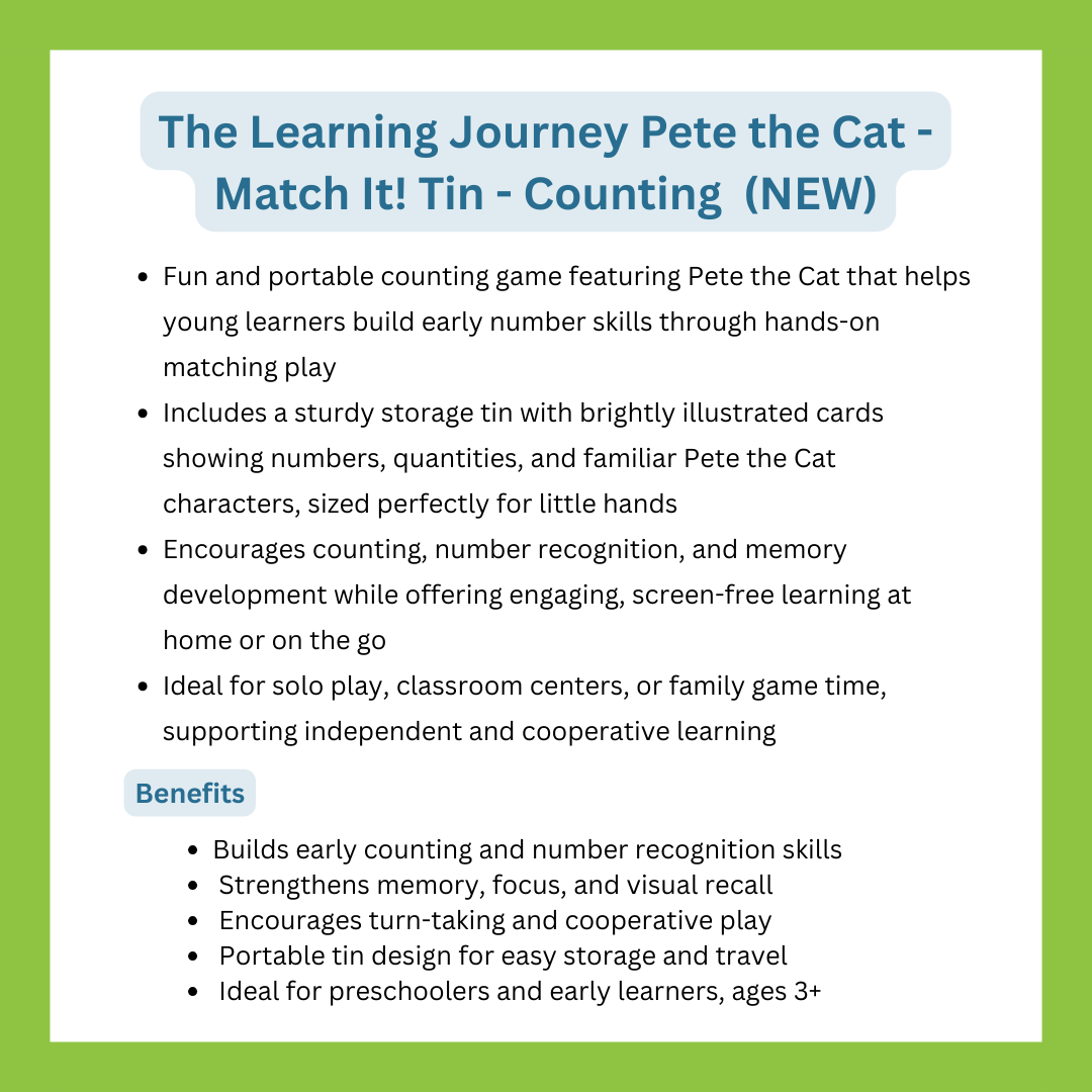 The Learning Journey Pete the Cat - Match It! Tin - Counting  (NEW)