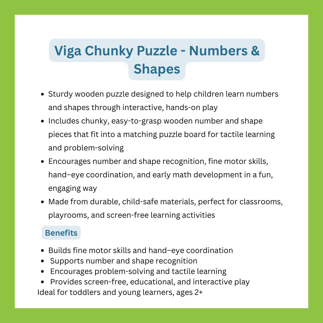 Viga Chunky Puzzle - Numbers & Shapes