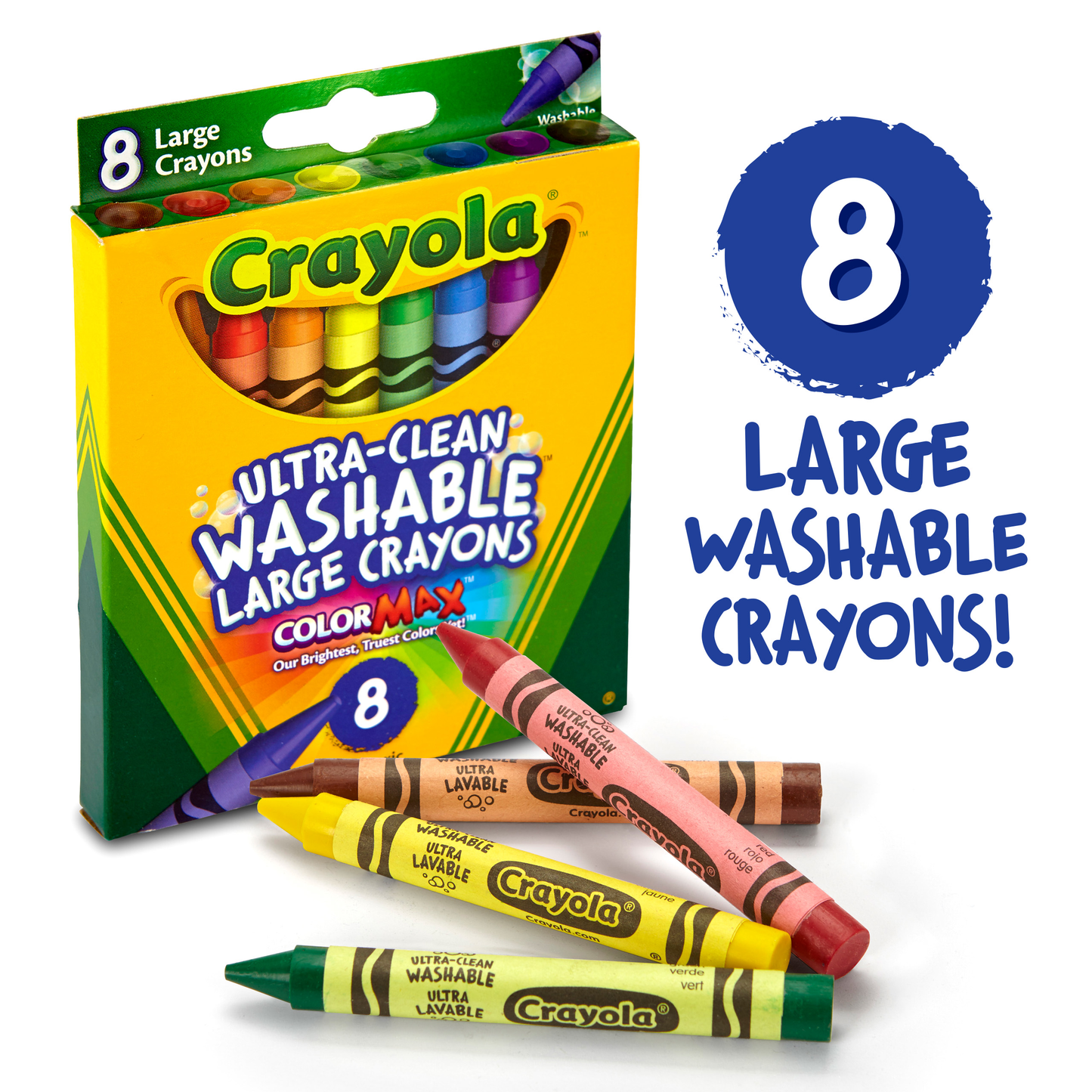 8ct Large Washable Crayons PK OF 3