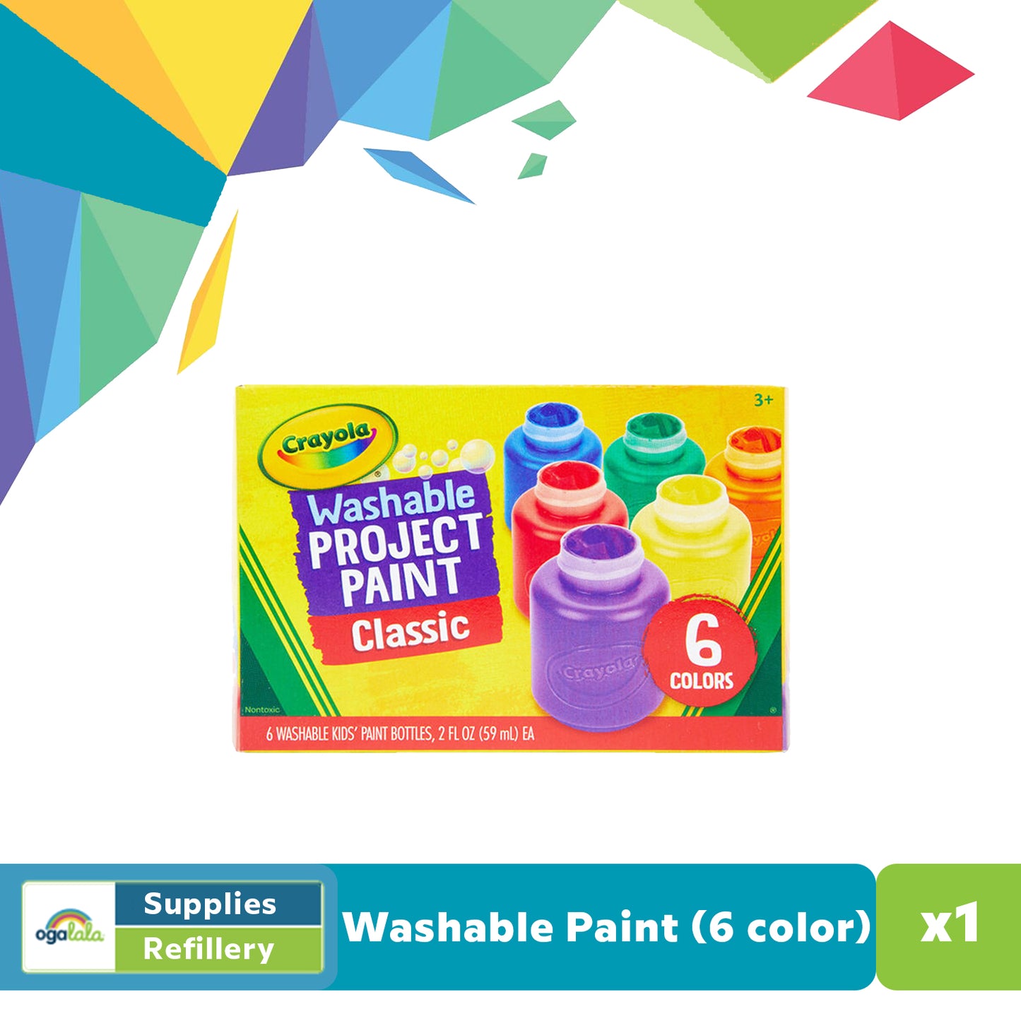 Ogalala Arts Bundle (6 count Washable Kid's Paint + 5 count Brushes)