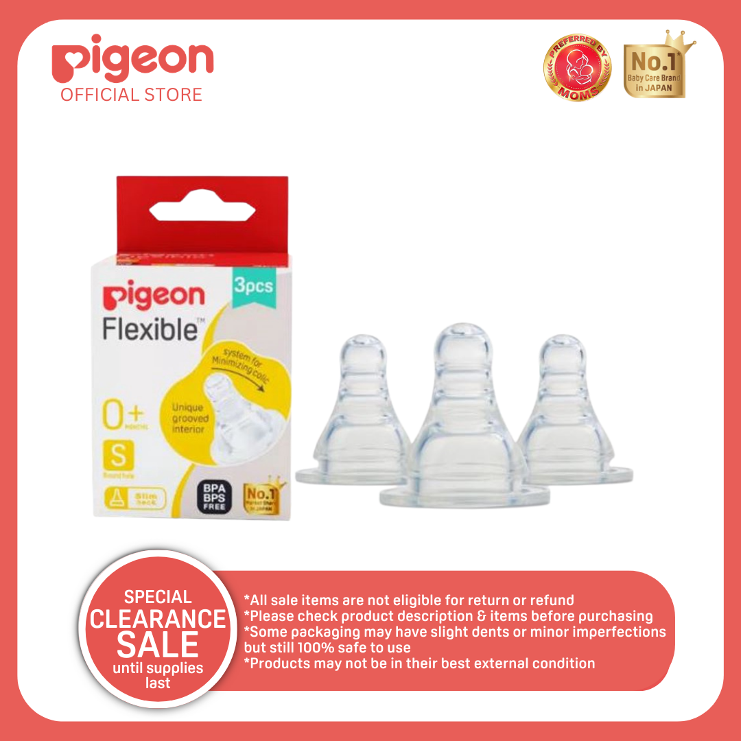 Pigeon Official -Standard/ High Quality Peristaltic Nipple Slow flow (S) for Newborn 3pcs per box 0+