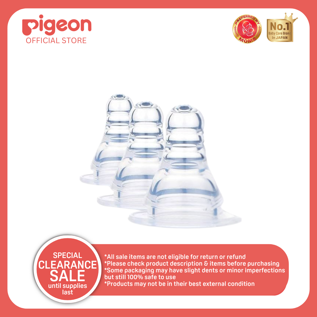Pigeon Official -Standard/High Quality Peristaltic Nipple Fast Flow (L)  for Newborn 3pcs per box,9+