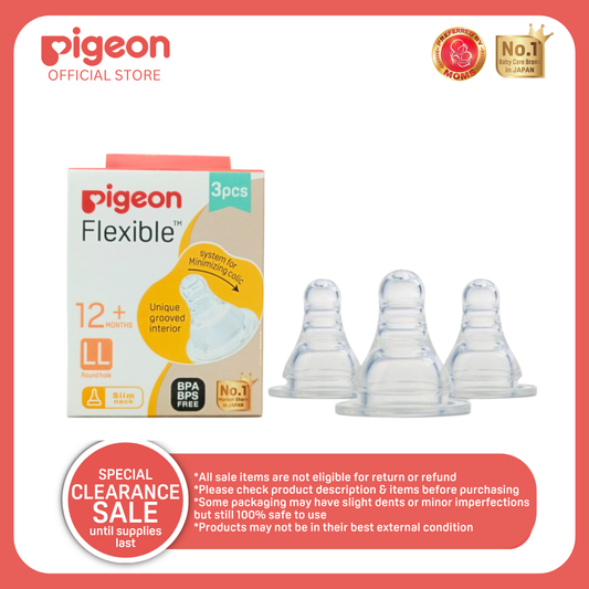 Pigeon Official - Standard/Peristaltic Nipple 2L Size for 12+months 3pcs per box, Round hole