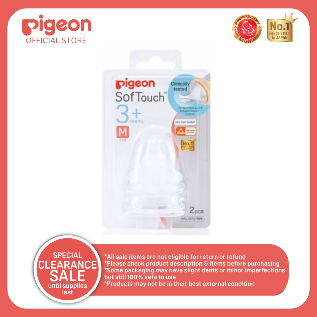 Pigeon Official - Wideneck Plus Nipple Medium Flow for 3+months, no nipple confusion, anti-colic