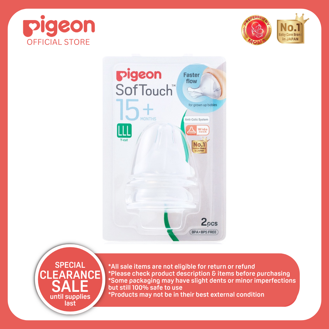 Pigeon Official - Wideneck Plus Nipple 3L Size for 15+months, no nipple confusion, anti-colic