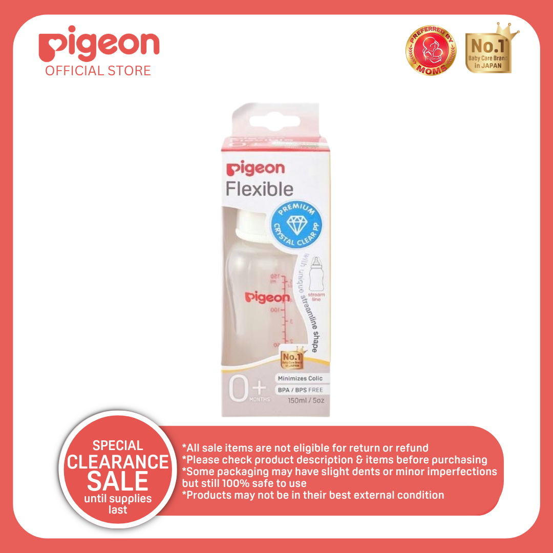 Pigeon Official- Crystal Clear Streamline Feeding Bottle slow flow, for newborn, no nipple confusion