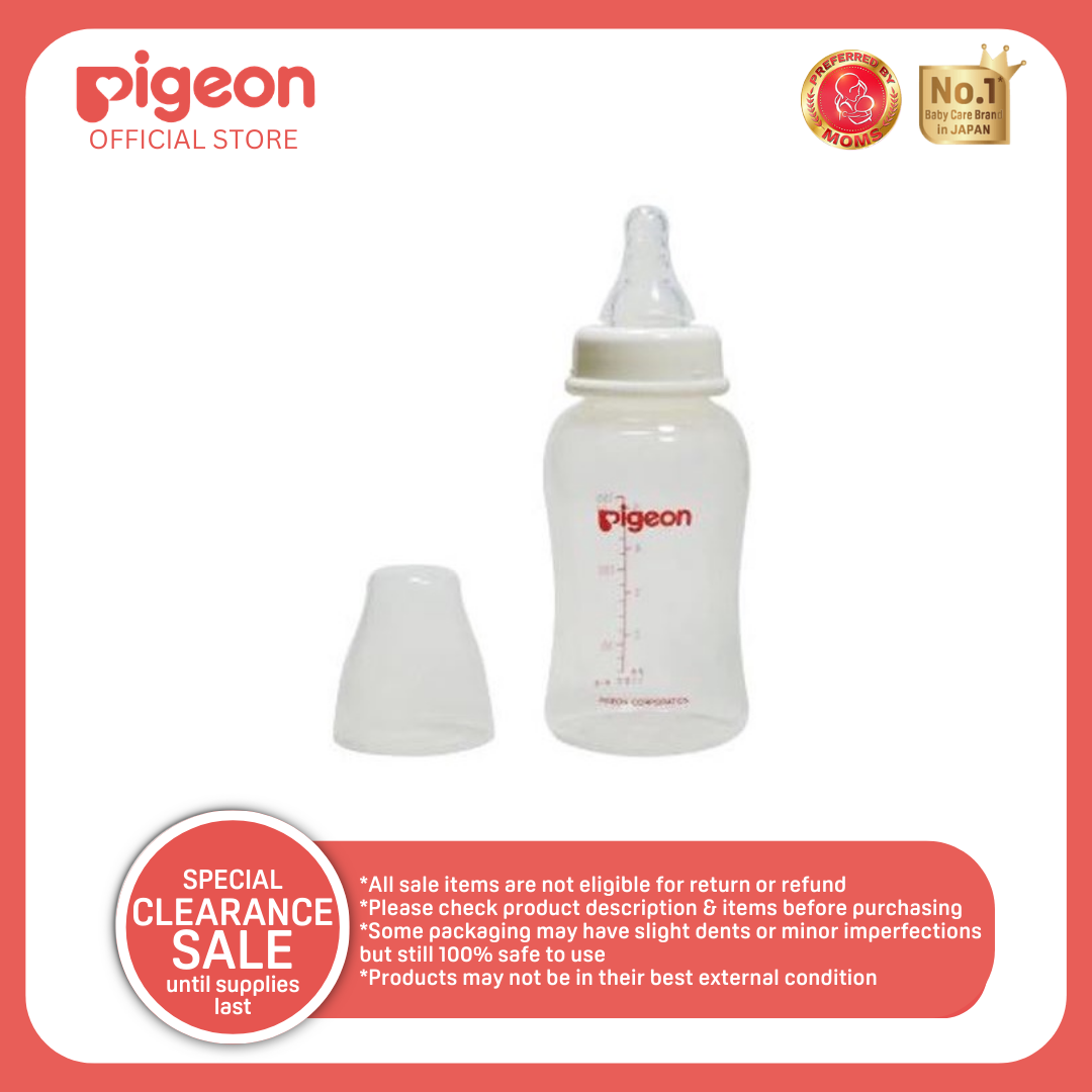 Pigeon Official- Crystal Clear Streamline Feeding Bottle slow flow, for newborn, no nipple confusion