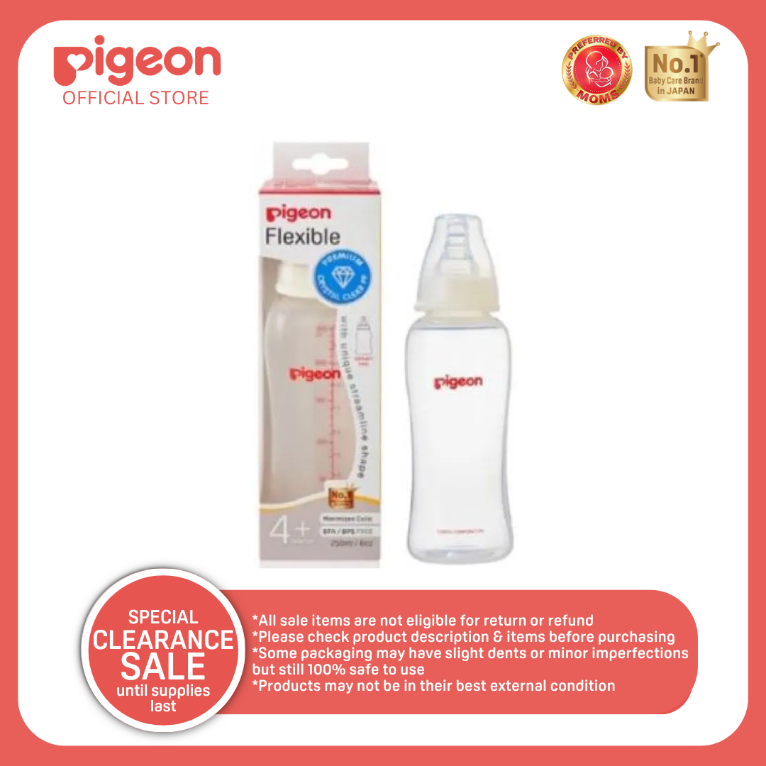 Pigeon Official- Crystal Clear Streamline Feeding Bottle medium flow, for 4+months
