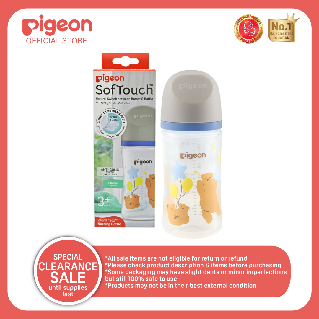 Pigeon Softouch 3 Nursing Bottle 240ml Fox - No Nipple Confusion, Anti Colic