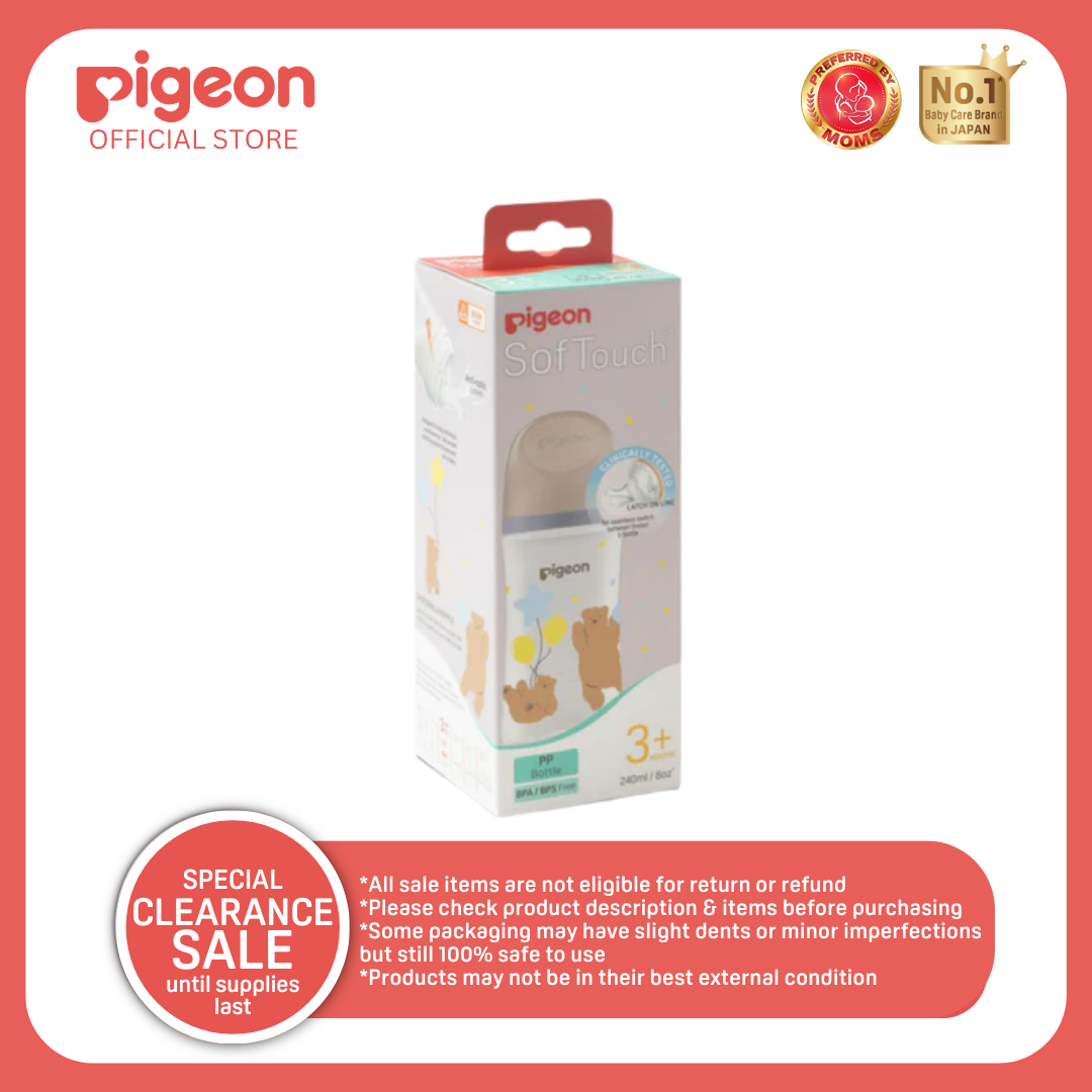 Pigeon Softouch 3 Nursing Bottle 240ml Fox - No Nipple Confusion, Anti Colic