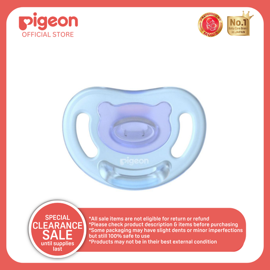 Pigeon Official - SOFT Buddy All Silicone Orthodontic Pacifier Size S Light Blue 0-3 Months