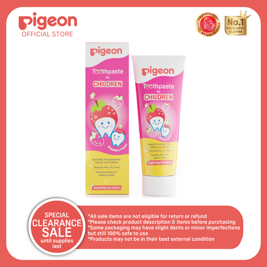 Pigeon New Toothpaste Strawberry - Anti Cavity, Safe to Swallow, SLS Paraben Free, 0+ months