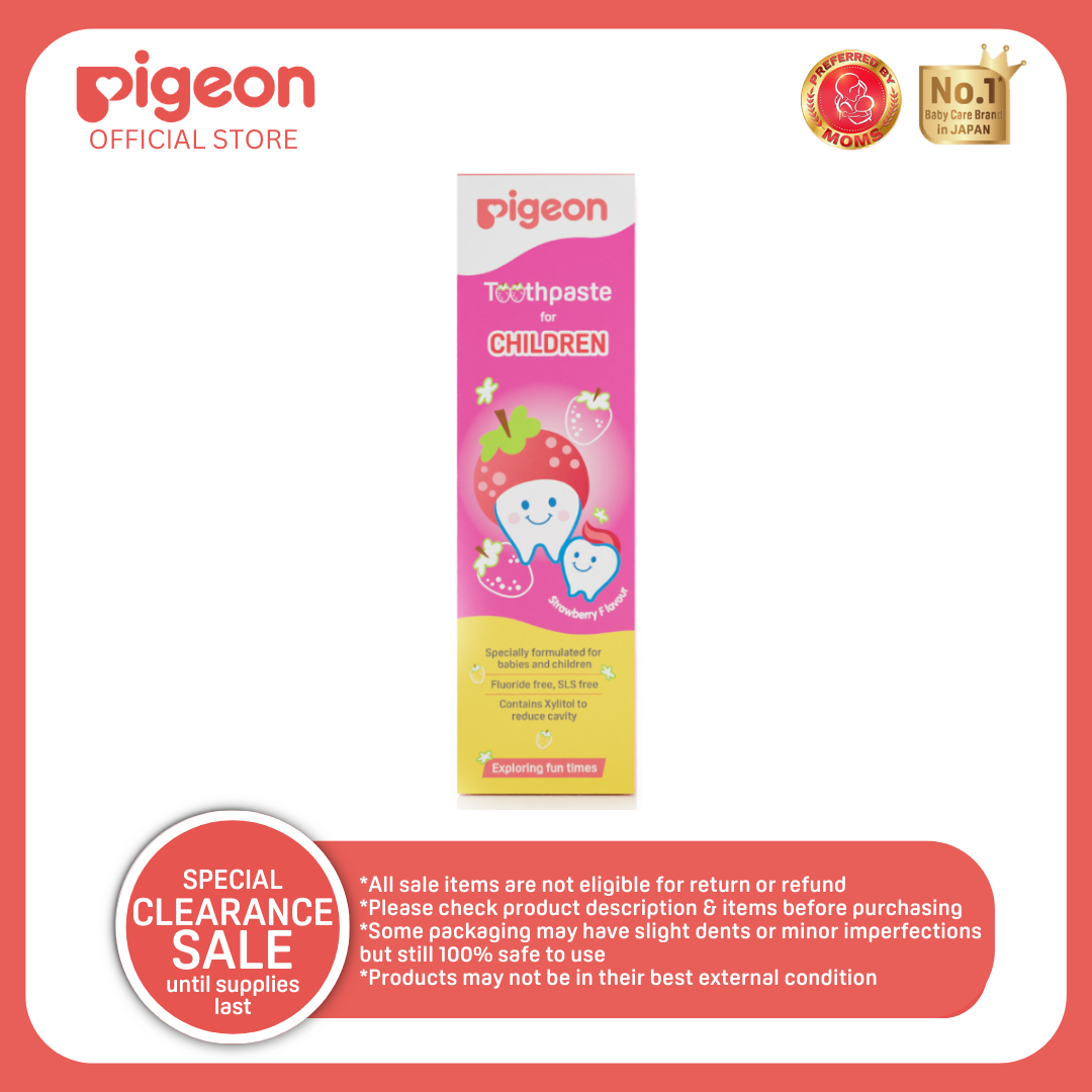 Pigeon New Toothpaste Strawberry - Anti Cavity, Safe to Swallow, SLS Paraben Free, 0+ months