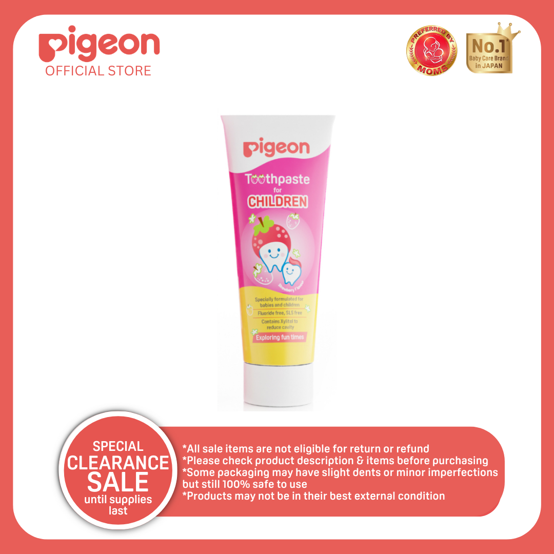 Pigeon New Toothpaste Strawberry - Anti Cavity, Safe to Swallow, SLS Paraben Free, 0+ months