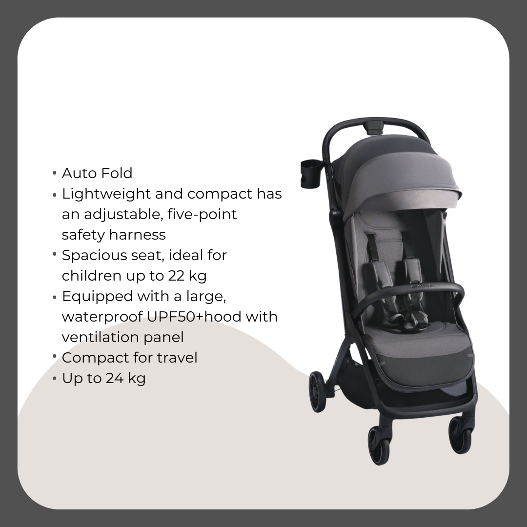 Kinder Kraft Nubi2 Stroller (Grey) + Nino Baby Carrier Confetti Grey