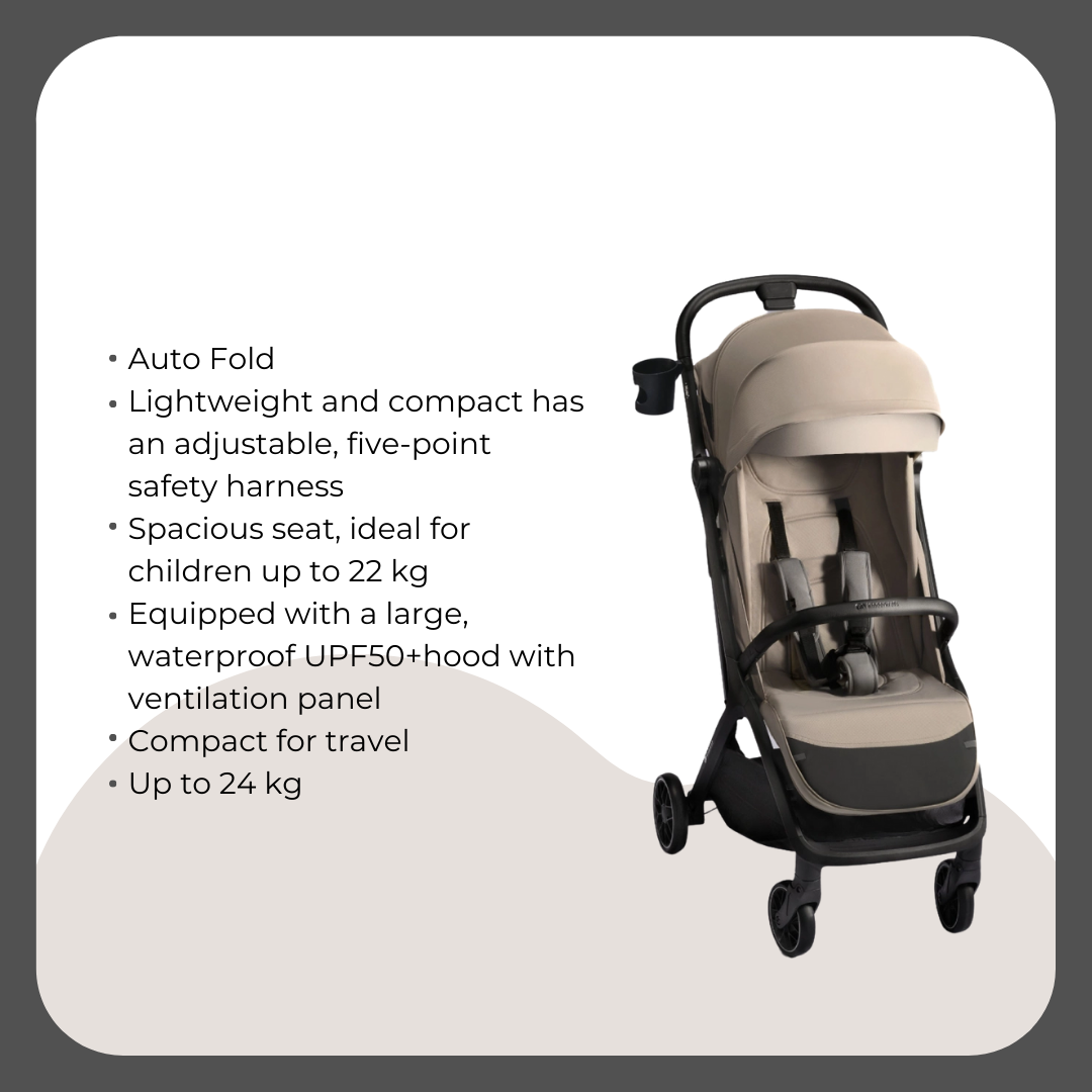 Kinder Kraft Nubi2 Stroller (Beige) + Nino Baby Carrier (Pink)