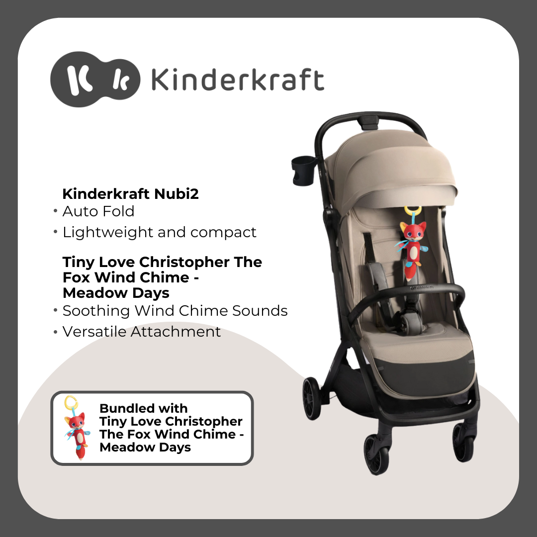 Kinderkraft Nubi2 Stroller Beige and Tinylove Chris Peg Toy