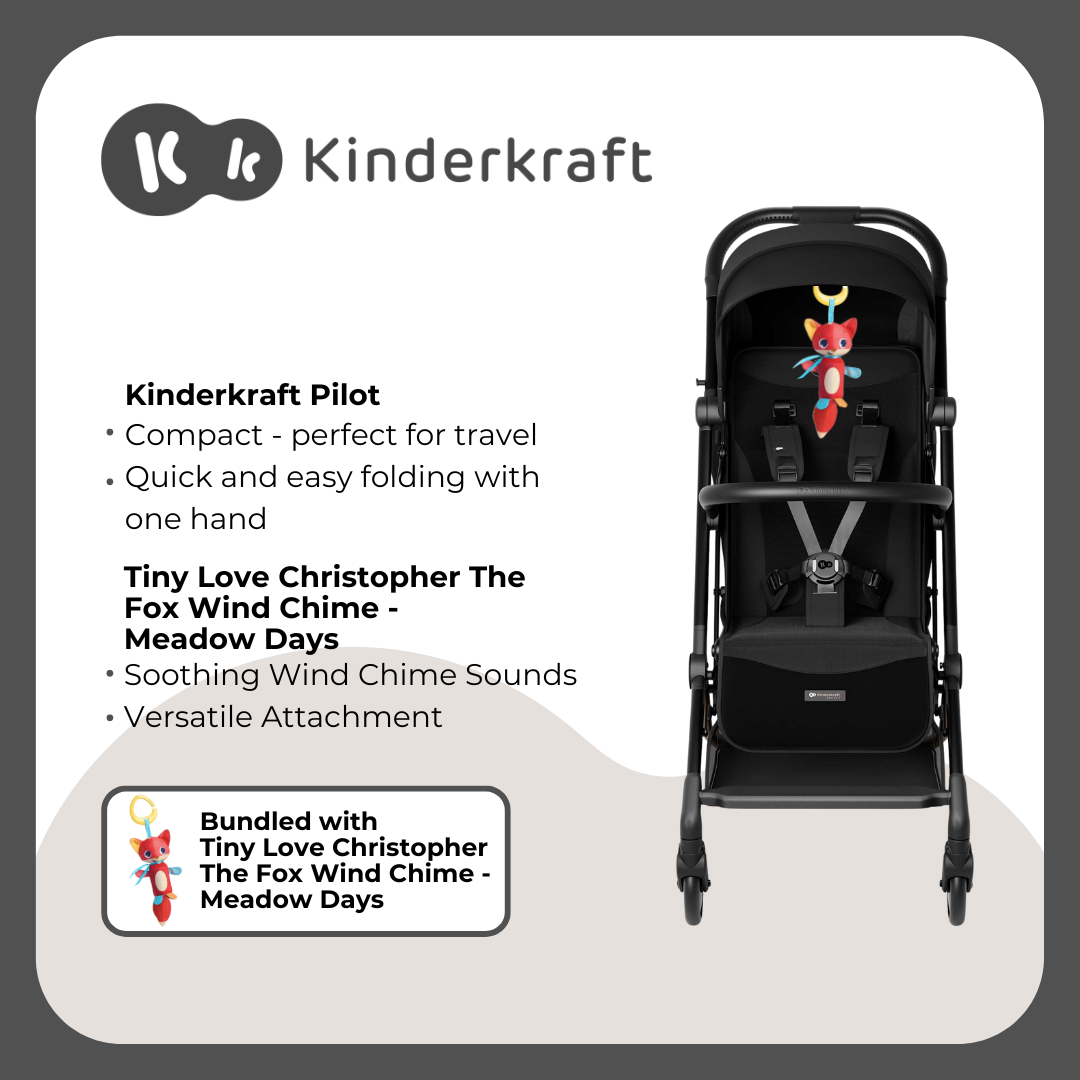 Kinderkraft Stroller Pilot Black and Tinylove Chris Peg Toy
