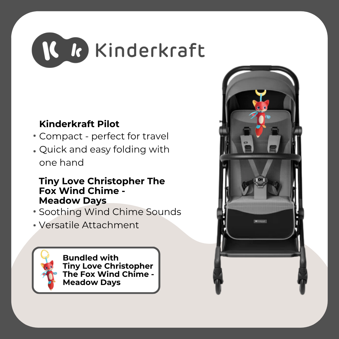 Kinderkraft Stroller Pilot Grey and Tinylove Chris Peg Toy