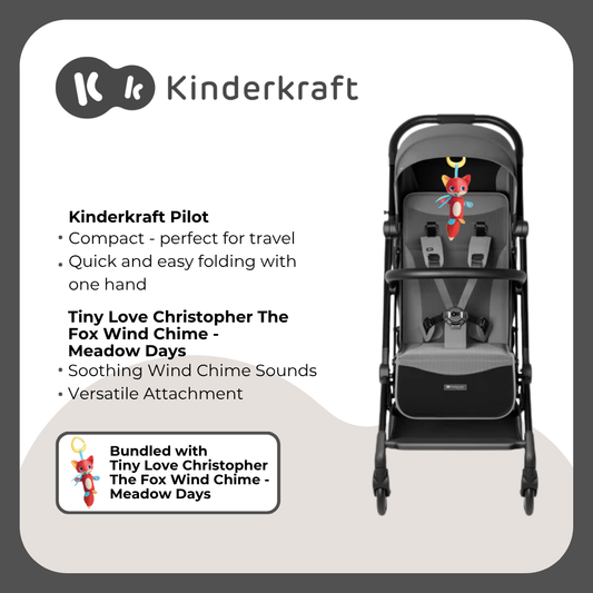 Kinderkraft Stroller Pilot Grey and Tinylove Chris Peg Toy