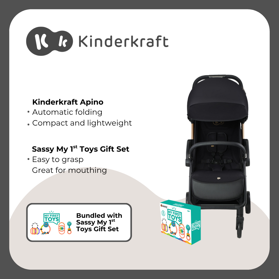 Kinderkraft Apino Stroller Black and Tiny love My 1st Toys Gift Set