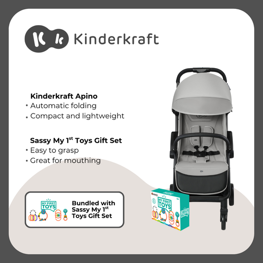 Kinderkraft Apino Stroller Grey and Tiny love My 1st Toys Gift Set