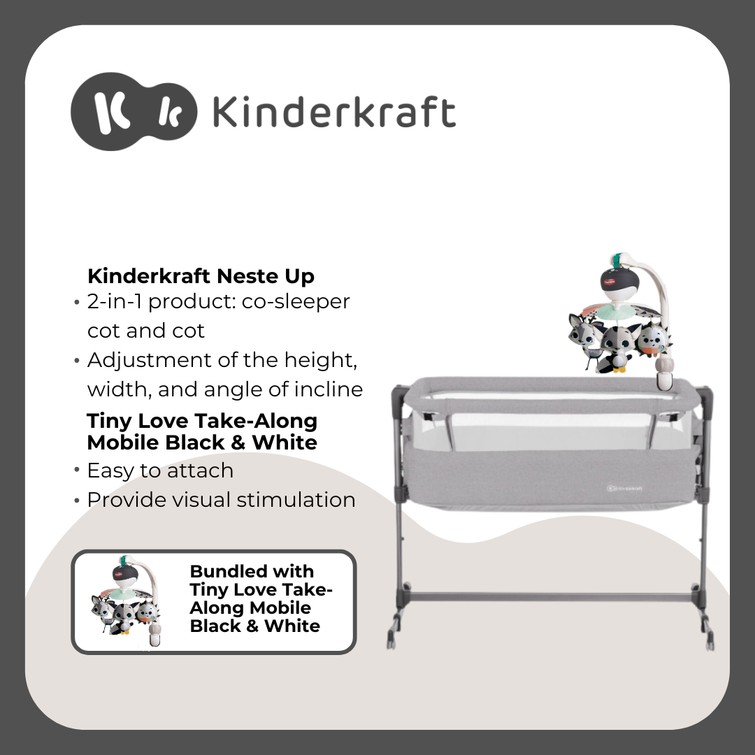 Kinderkraft Playard NesteUP Grey  and Tiny love Take Along Mobile B&W