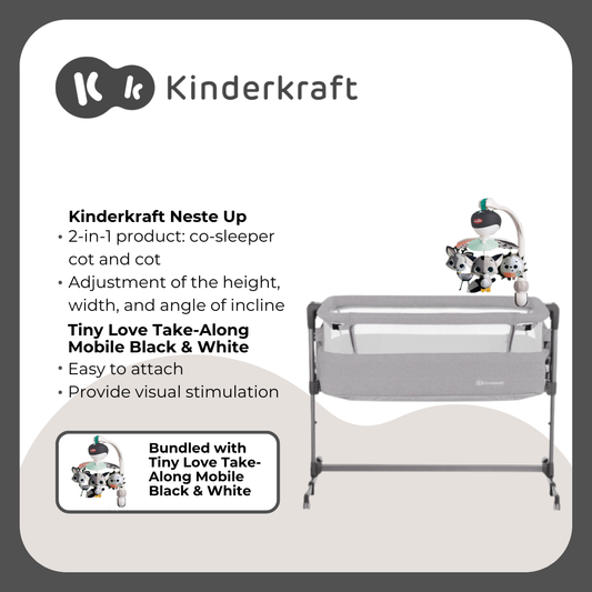 Kinderkraft Playard NesteUP Grey  and Tiny love Take Along Mobile B&W