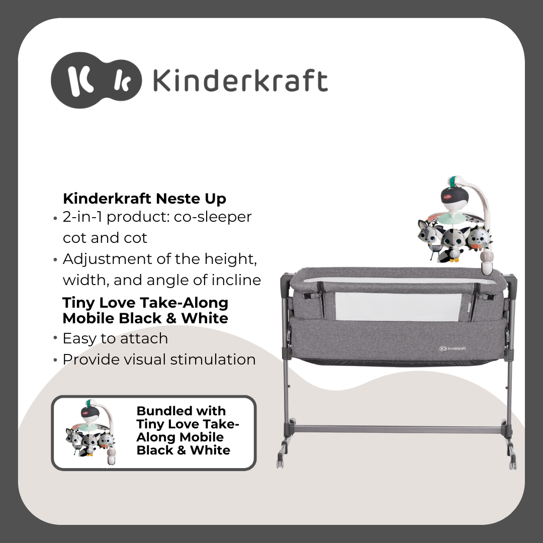 Kinderkraft Playard NesteUP Dark Grey  and Tiny love Take Along Mobile B&W