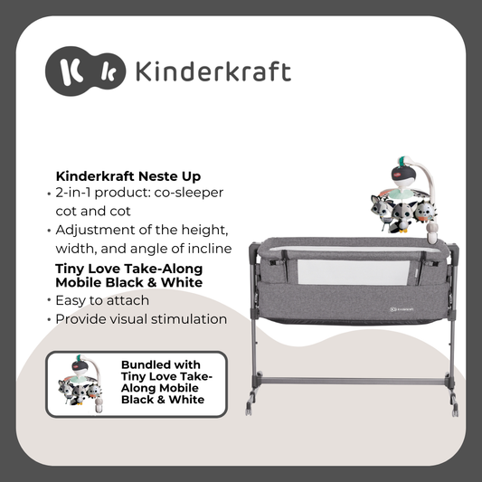 Kinderkraft Playard NesteUP Dark Grey  and Tiny love Take Along Mobile B&W