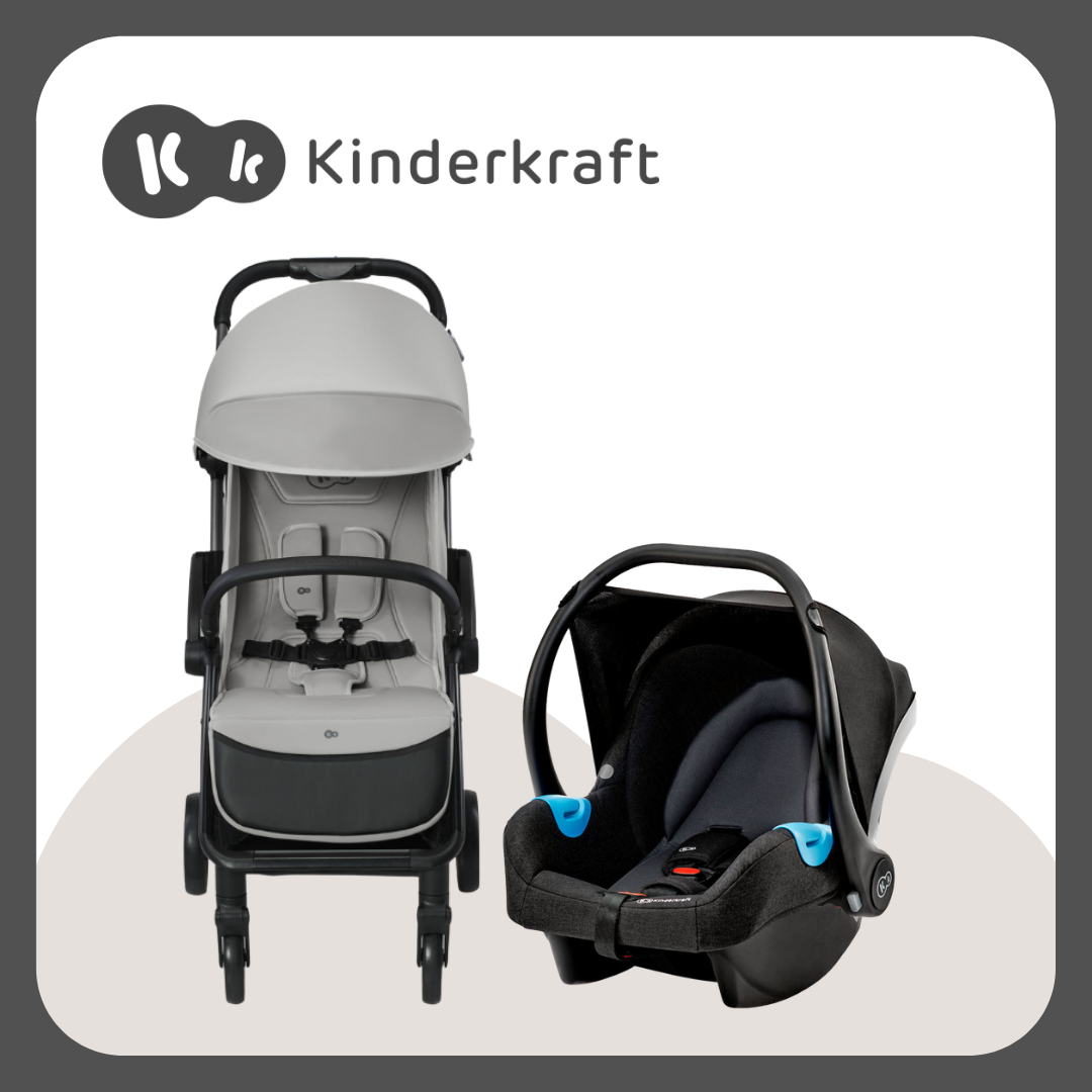 Kinderkraft Travel System Apino Gray Stroller and MinkPro Carseat Black