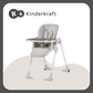Kinderkraft Highchair Yummy, Baby Chair, Ergonomic, Comfortable, Reclining, Foldable, with Ajustable Height, Footrest, Detachable Double Tray, for Toddler, from 6 Month to 3 Years, (Gray)