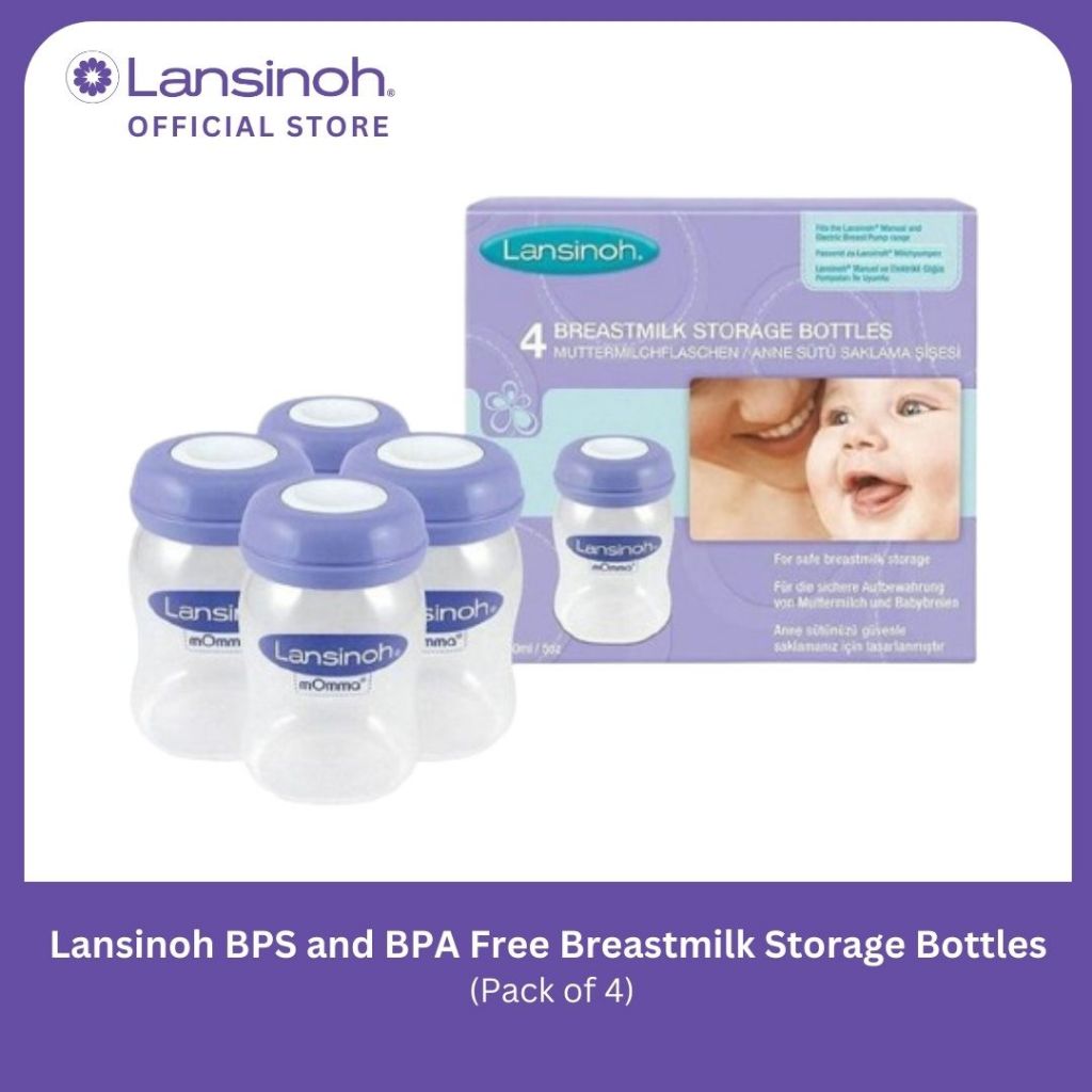 Lansinoh BPS and BPA Free Breastmilk Storage Bottles (pack of 4)
