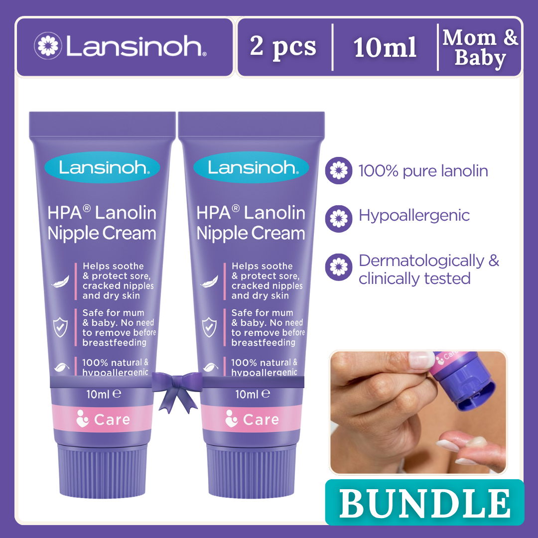 Lansinoh HPA 2pcs Lanolin Nipple Cream for Sore Nipple & Cracked Skin,100% Natural Ingredient 10ml