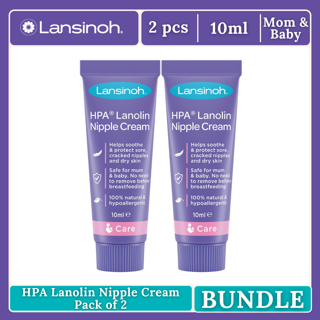 Lansinoh HPA 2pcs Lanolin Nipple Cream for Sore Nipple & Cracked Skin,100% Natural Ingredient 10ml