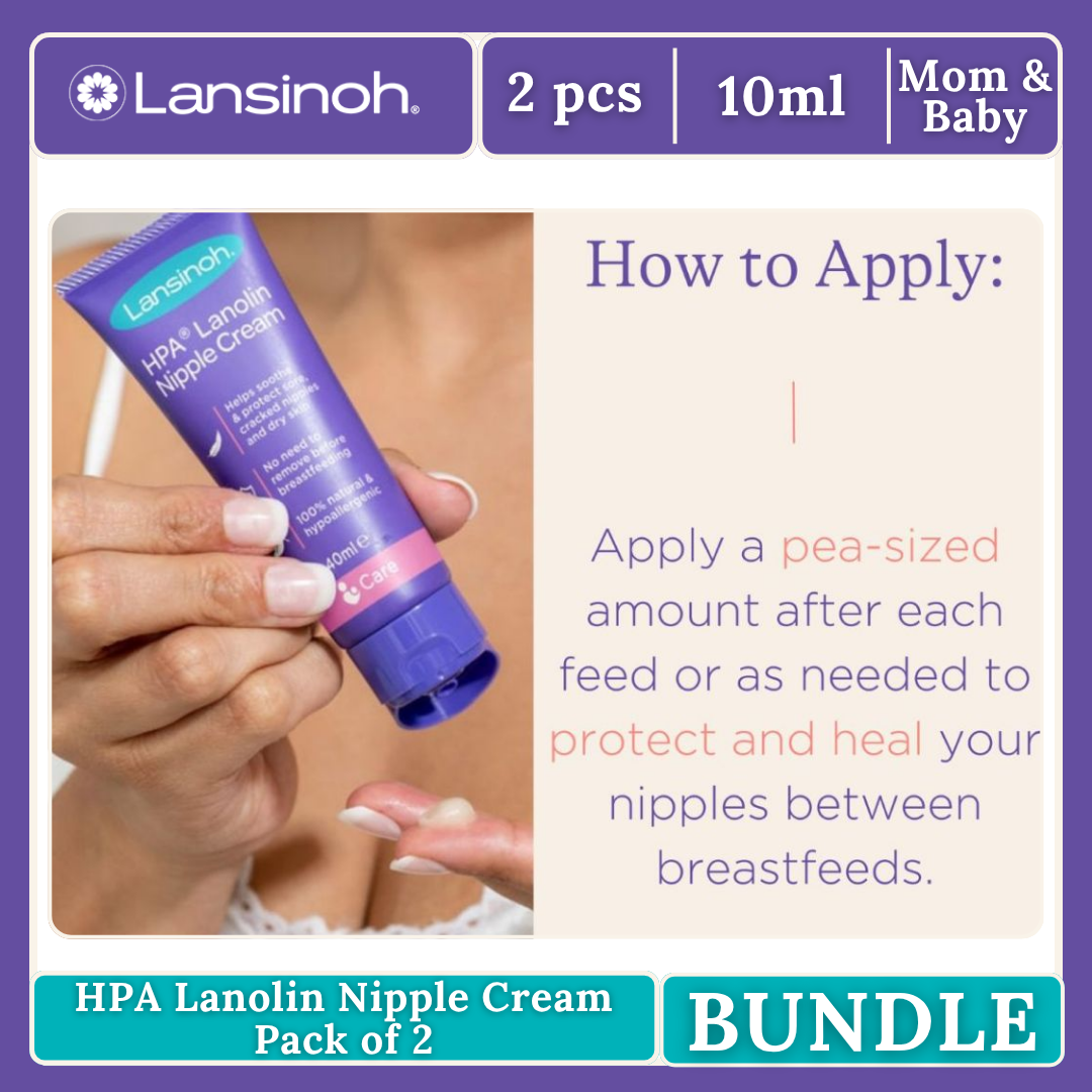 Lansinoh HPA 2pcs Lanolin Nipple Cream for Sore Nipple & Cracked Skin,100% Natural Ingredient 10ml
