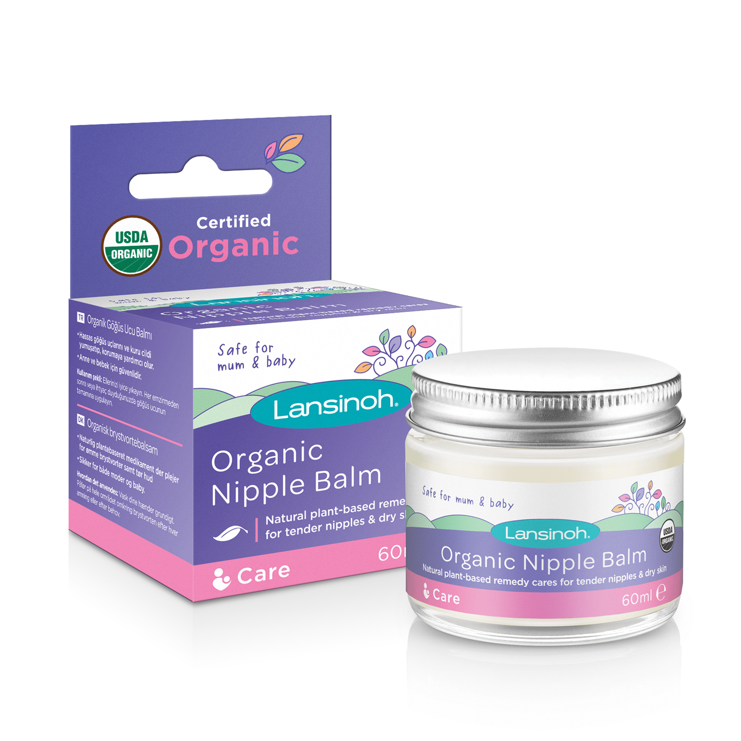 Lansinoh Organic Plant Based Nipple Balm Remedy Cares for Tender Nipples & Dry Skin 60ml
