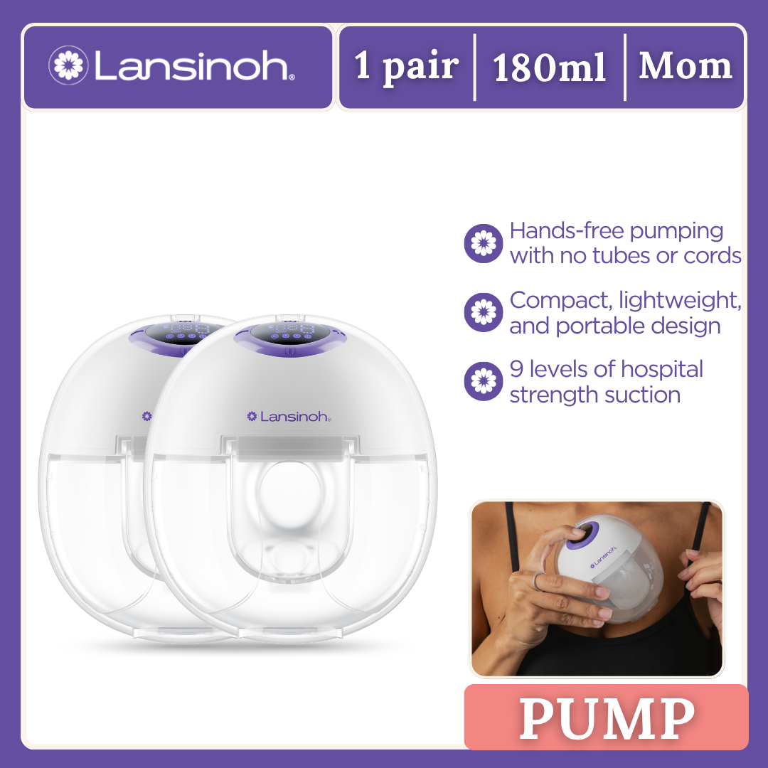 Lansinoh Discreet Double Wearable Pump + Lanolin+ 70 Sheets Pure Water Baby Wipes Single Flip Top