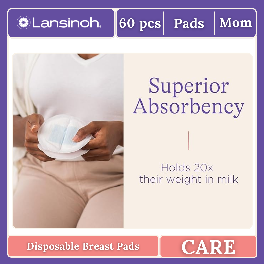 Lansinoh Stay Dry Disposable Nursing Pads, Soft and Super Absorbent Breast Pads Pack of 60