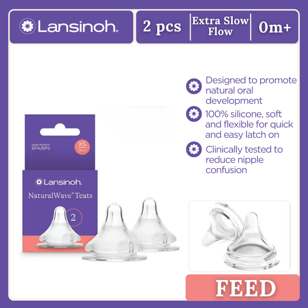Lansinoh Nipples 2pcs Replacement for Extra Slow Flow Teats for Baby Feeding Bottles - No Nipple Confusion