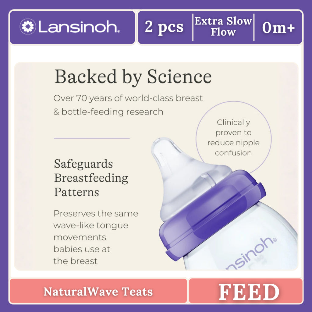Lansinoh Nipples 2pcs Replacement for Extra Slow Flow Teats for Baby Feeding Bottles - No Nipple Confusion